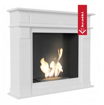 Echtfeuer-Dekokamin Bioethanol Kamin NOVEMBER - weiß
