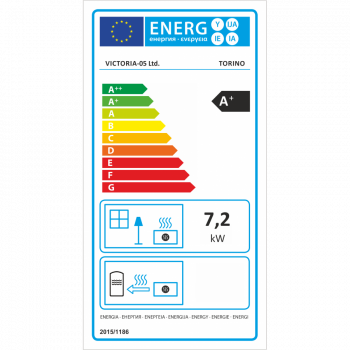 EEK A+ Kaminofen Victoria Torino, dauerbrandfähig schwarz– 7,2kW