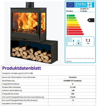 EEK A 3-Scheiben Kaminofen Panadero Charme - 7,1kW mit XXL-Sichtscheiben