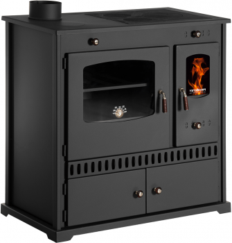 EEK A+ Küchenofen Holzherd Perfect ECO schwarz, linke Version - 7 kW Dauerbrandherd