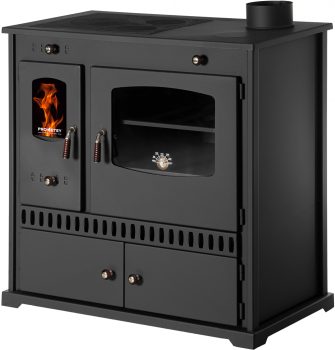 EEK A+ Küchenofen Holzherd Perfect ECO schwarz, rechte Version - 7 kW Dauerbrandherd