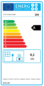 EEK A Kleiner Kaminofen Z04, externe Zuluft, Holz&Kohle + dauerbrandf. – 4,1 kW