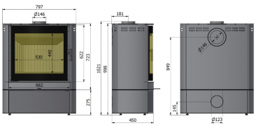 EEK A KAminofen Hajduk ELIPSE F3 grau - 9kW