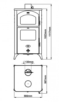 EEK A+ Kaminofen mit Backfach + Herdplatte Prity FGR D – 14,5kW