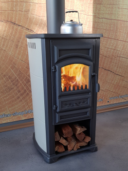 EEK A+ Kaminofen Forte creme mit Herdplatte - 5,4kW