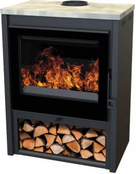 EEK A Kaminofen Granada S LUX Naturstein schwarz - 6,8 kW