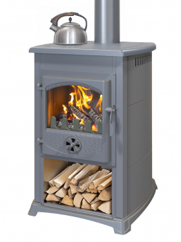 EEK A Kaminofen Grande grau mit Herdplatte - 9,7kW