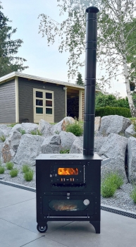 Garten-Backofen mit Herdplatte Gartenküche "Elise" Zeltofen Pizzaofen