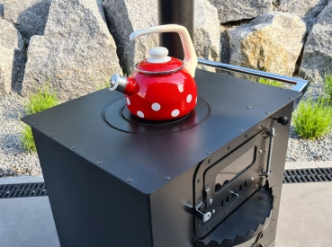 Garten-Backofen mit Herdplatte Gartenküche "Elise" Zeltofen Pizzaofen