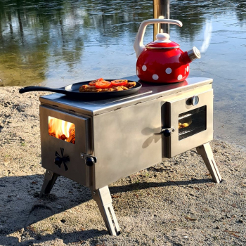 Outdoor-Küchenherd Edelstahl "Kurt" - Holzbackofen, Grill, Gartenkamin, Zeltofen, Pizza-Ofen, Brotbackofen