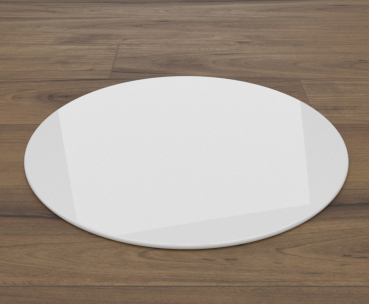 Kreis 90x90cm Glas weiß - Funkenschutzplatte Kaminbodenplatte Glasplatte Ofenunterlage Kaminplatte