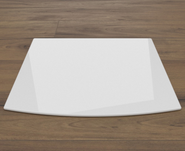 Segmentbogen 120x130cm Glasplatte weiß - Funkenschutzplatte Kaminbodenplatte Ofenplatte