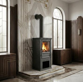 Preview: EEK A Kaminofen mit Kochfach Globe Fire Luna I - 7,9 kW EcoDesign