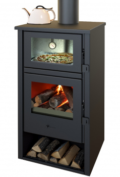 EEK A Kaminofen mit Backfach Modell Horno schwarz - 9,7kW