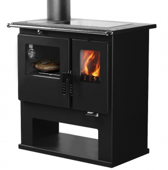 EEK A+ Premium-Holzherd, Beistellherd CS INOX links (Cerankochfeld + Edelstahlbackfach) -7,7 kW