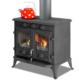 EEK A - Gusskaminofen mit Flügeltüren Modell JA006, Holz&Kohle - 9,8kW