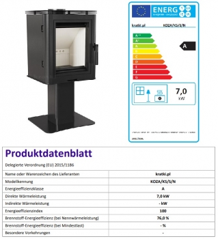 *EEK A - Kaminofen Kratki KOZA K5 SN mit Standfuß - 7 kW