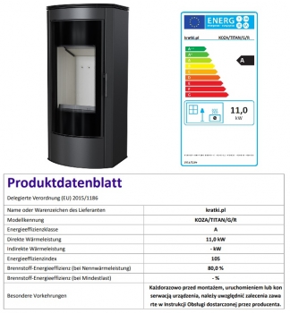 *EEK A Kaminofen Kratki TITAN/G/R Panorama-Designglastür 11kW