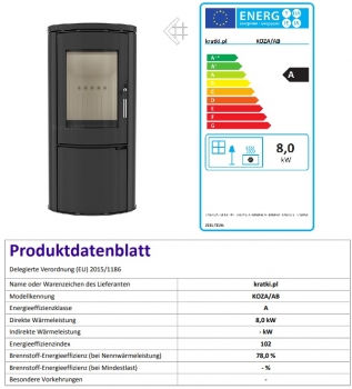 *EEK A - Guss-Kaminofen Kratki KOZA AB - 8 kW