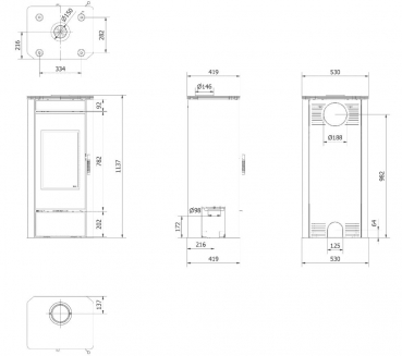 *EEK A Kaminofen Kratki TITAN/G mit 11kW und Designglastür