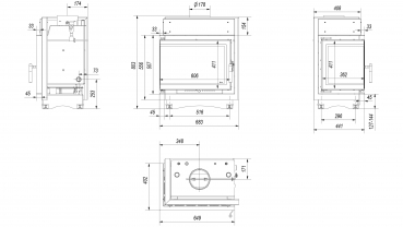 *EEK A+ Wasserführender Eck-Kamineinsatz Kratki MAJA PW 12 DECO Seitenglas links + BIMSCHV II