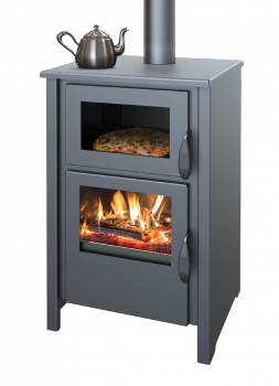 [B-Ware] EEK A - Kaminofen LUNA C mit Backfach - schwarz - 9,7kW