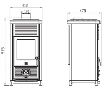 EEK A+ Kaminofen Plamen Maestral N mit Herdplatte, creme - 6,5kW