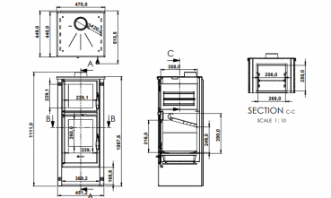 EEK A+ Kaminofen mit Backfach Pella SG mit Keramikverkleidung Specksteinoptik - 5,4kW