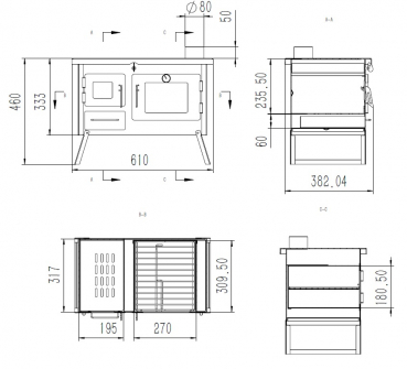 [B-WARE] Grillkamin Outdoor-Küchenofen Garten-Kamin Gartenküche "ERNA" Pizzaofen Holzbackofen
