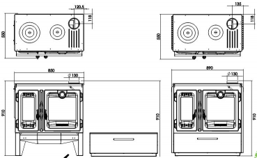 EEK A+ Premium-Holzherd Modell 216 mit 8,5kW - Bauart 1 - viel Gusseisen