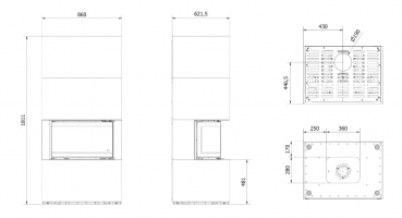 Kaminbausatz EASY STONE BOX Kratki NBC 7 - INDIAN BLACK 7KW