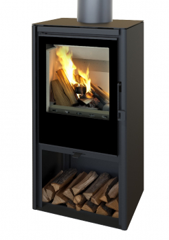 EEK A+ Kaminofen OSLO schwarz mit Designglas - 5,6 kW