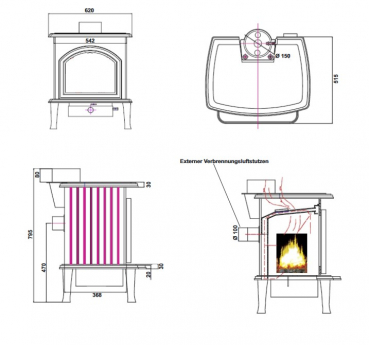 EEK A+ Kaminofen Globe Fire Orion - 7kW
