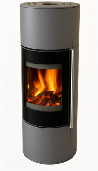 EEK A+ Runder Premium-Kaminofen Ottawa mit Speicherstein, gussgrau - 6,3 kW