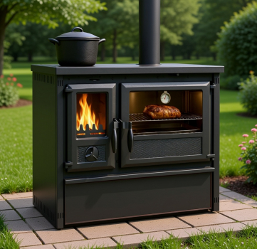 Outdoor-Küchenofen Außenherd Holzherd Modell Forno - schwarz - 6 kW