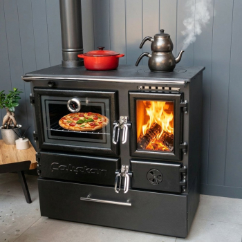 Preview: EEK A - Holzherd Modell 214 BOX links mit 6,04kW - Viel Gusseisen!