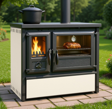 Outdoor-Küchenofen Außenküche Holzherd Modell Forno - creme - 6 kW