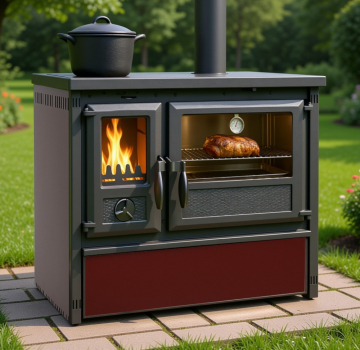 Outdoor-Küchenofen Außenküche Holzherd Modell Forno - bordeaux - 6 kW