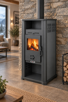 Preview: EEK A+ Kaminofen Ambasador 5.0 Metall grau - 7,9 kW
