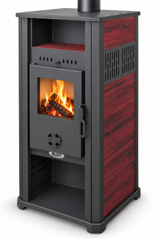 EEK A+ Kaminofen Ambasador 5.0 bordeaux mit Keramikverkleidung - 7,9 kW