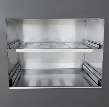 Preview: EEK A+ Küchenofen Holzherd ECO LUX INOX, Edelstahlbackfach, bordeaux, rechte Version - 7,1 kW