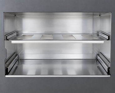 Preview: XL-Küchenofen Holzherd PR LUX INOX creme, rechts mit Edelstahlbackfach - 9,4 kW