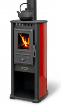 EEK A+ Kaminofen BERNA LUX G 4.0 rot mit 5,9 kW