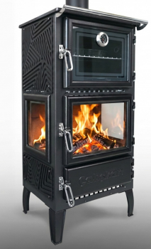 EEK A - Dreischeiben-Holzherd Modell 306-3D Backfach+Herdplatte - 12,10 kW