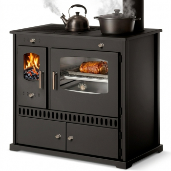 EEK A+ Küchenofen Holzherd P ECO INOX Edelstahlbackfach, rechte Version - 7 kW