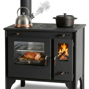 Preview: EEK A+ Küchenofen Holzherd R ECO INOX mit Edelstahlbackofen, linke Version - 7 kW