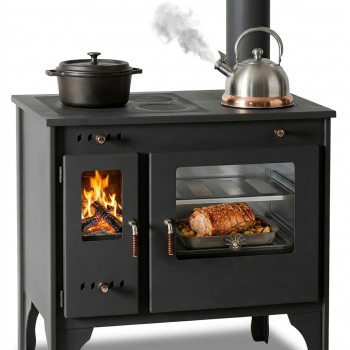 Preview: Outdoor-Küchenofen Gartenherd R ECO INOX mit Edelstahlbackofen, rechte Version
