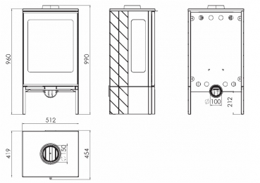 Preview: EEK A Panorama-Gusskaminofen Plamen ECO 35 mit 11kW