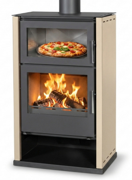 EEK A Kaminofen Victoria Modena F ivory mit Backfach + ext. Zuluft - 11,5 kW