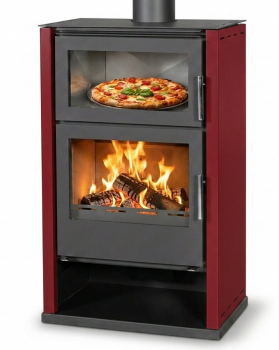 EEK A Kaminofen Victoria Modena F Rot mit Backfach + ext. Zuluft - 11,5 kW